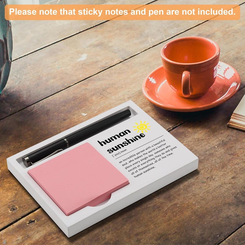 CINRLLA Human Sunshine Desk Note Holder Gift for Coworker Teacher Friend, Inspirational White Wood Sticky Note and Pen Tray, Appreciation Office Decor for Women Men Birthday Graduation, NPB605 - Image 5